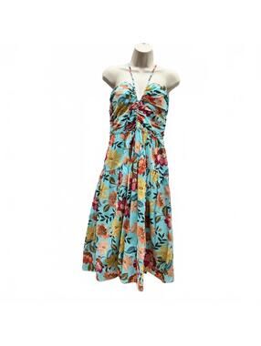 Vince Camuto Printed Tiger Lilly Poplin Halter Dress with Pockets | Size 8